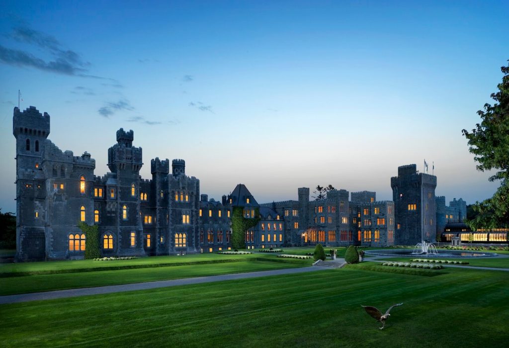 Ashford Castle hotel backyard